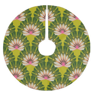 Jupon De Sapin En Polyester Brossé Papier peint en lotus stylisé : rose, vert.