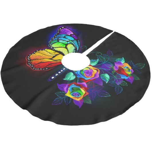 Jupon De Sapin En Polyester Brossé Papillon arc-en-ciel (Angle)