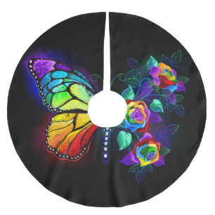 Jupon De Sapin En Polyester Brossé Papillon arc-en-ciel
