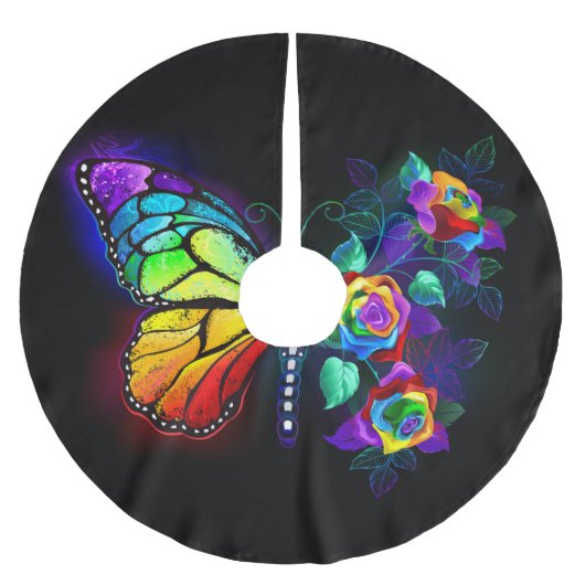 Jupon De Sapin En Polyester Brossé Papillon arc-en-ciel (Devant)