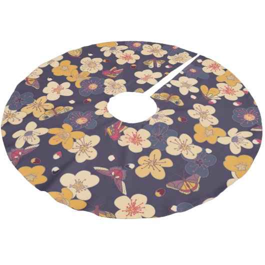 Jupon De Sapin En Polyester Brossé Papillon en fleurs de cerisier asiatique (Angle)