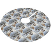 Jupon De Sapin En Polyester Brossé Papillon Laisser neiger Noël (Angle)