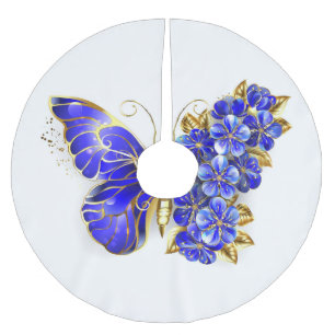 Jupon De Sapin En Polyester Brossé Papillon saphir à fleurs