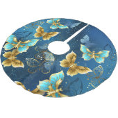 Jupon De Sapin En Polyester Brossé Papillons dorés (Angle)