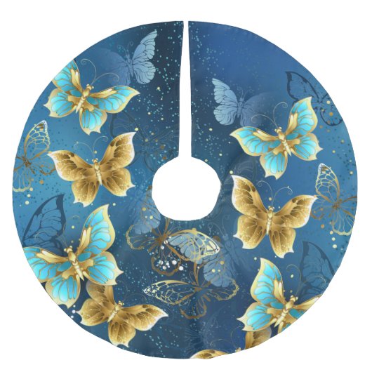 Jupon De Sapin En Polyester Brossé Papillons dorés (Devant)