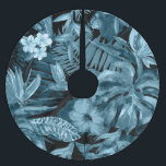 Jupon De Sapin En Polyester Brossé Paradis Aquarelle Tropical: Fleur de Jungle<br><div class="desc">Motif aquarelle tropical Paradis fond de jungle profonde avec fleurs épanouies plumeria,  strelitzia,  feuilles de palmier couleur bleu tendance. Illustration peinte à la main collage design artistique.</div>