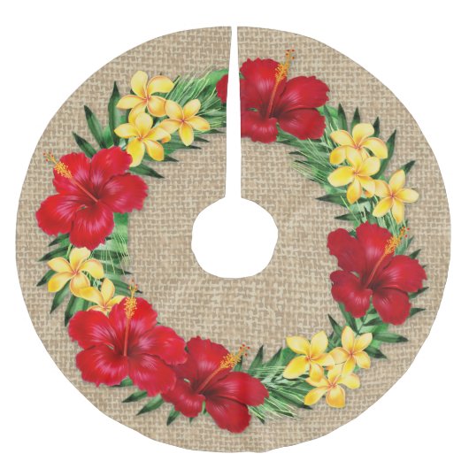 Jupon De Sapin En Polyester Brossé Paradis Tropical Hawaiian Holiday Wreath Burlap (Devant)