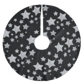 Jupon De Sapin En Polyester Brossé Parties scintillant argent scintille Étoiles motif (Devant)