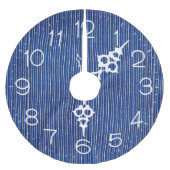 Jupon De Sapin En Polyester Brossé Parties scintillant Argent Sur Horloge Bleue (Devant)