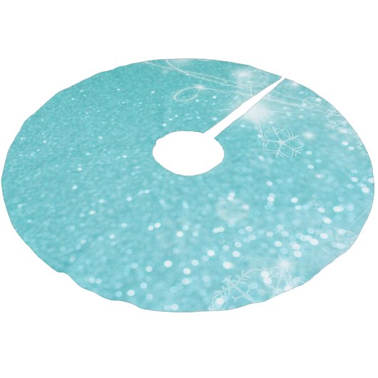 Jupon De Sapin En Polyester Brossé Parties scintillant brillante bleue (Angle)