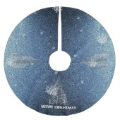 Jupon De Sapin En Polyester Brossé Parties scintillant d'arbre de Noël et flocons de (Devant)