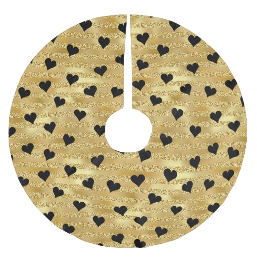 Jupon De Sapin En Polyester Brossé Parties scintillant d'or romantique Noir Coeur Des (Devant)