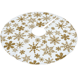 Jupon De Sapin En Polyester Brossé Parties scintillant d'or Snowflakes Motif de Noël