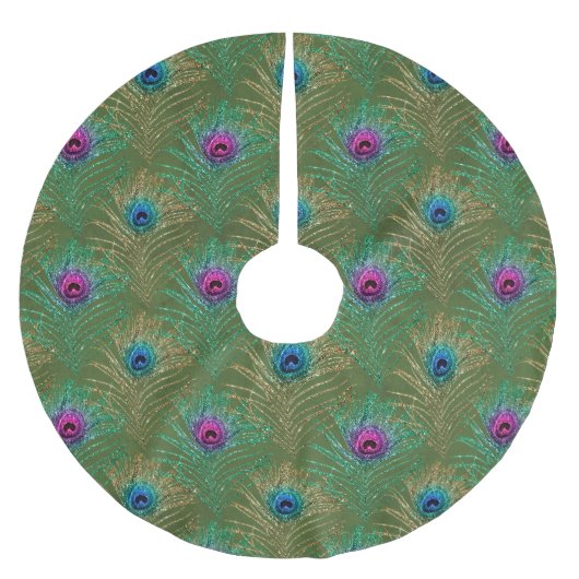 Jupon De Sapin En Polyester Brossé Parties scintillant en plume de paon et étincelle (Devant)