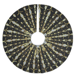 Jupon De Sapin En Polyester Brossé Parties scintillant Or Noir Et Diamants