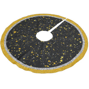 Jupon De Sapin En Polyester Brossé Parties scintillantes Stars3 - Noir d'or