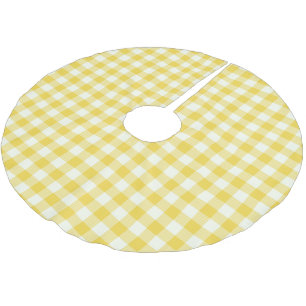 Jupon De Sapin En Polyester Brossé Pastel Jaune En vichy Buffalo Check Plaid Motif 