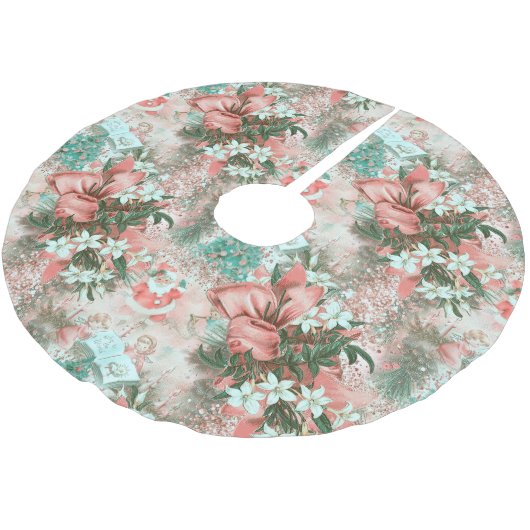 Jupon De Sapin En Polyester Brossé Pastel Retro Christmas Vignette (Angle)