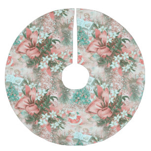 Jupon De Sapin En Polyester Brossé Pastel Retro Christmas Vignette