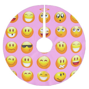 Jupon De Sapin En Polyester Brossé pastel rose emoji xmas jupe de noël
