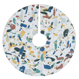Jupon De Sapin En Polyester Brossé Pastel Terrazzo : Motif Abstrait moderne.