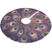 Jupon De Sapin En Polyester Brossé Pastels Violets Dessin Peacock Plumes (Angle)