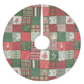 Jupon De Sapin En Polyester Brossé Patchwork Christmas  (Devant)