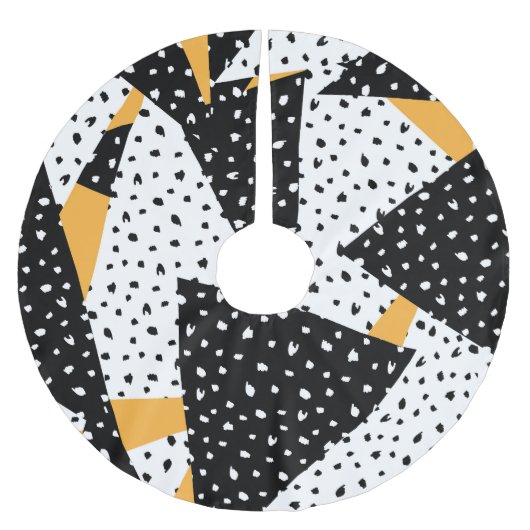 Jupon De Sapin En Polyester Brossé Patchwork de points minimaux : noir blanc jaune (Devant)