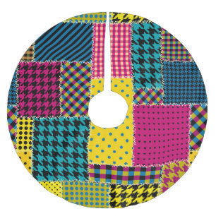 Jupon De Sapin En Polyester Brossé Patchwork géométrique : Arrière - plan sans forme