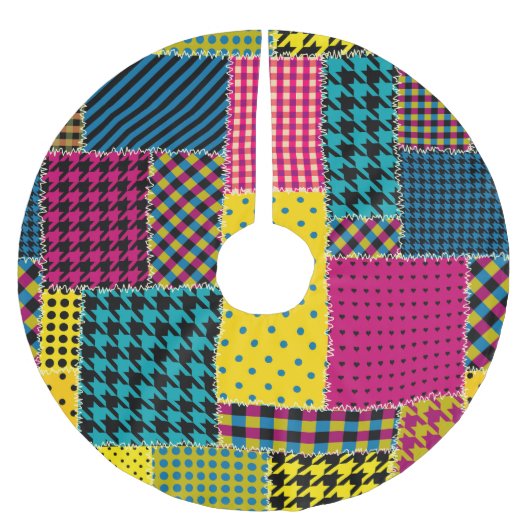 Jupon De Sapin En Polyester Brossé Patchwork géométrique : Arrière - plan sans forme (Devant)