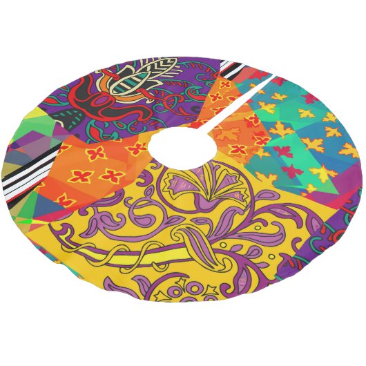 Jupon De Sapin En Polyester Brossé Patchwork indien turc festier Mandala (Angle)
