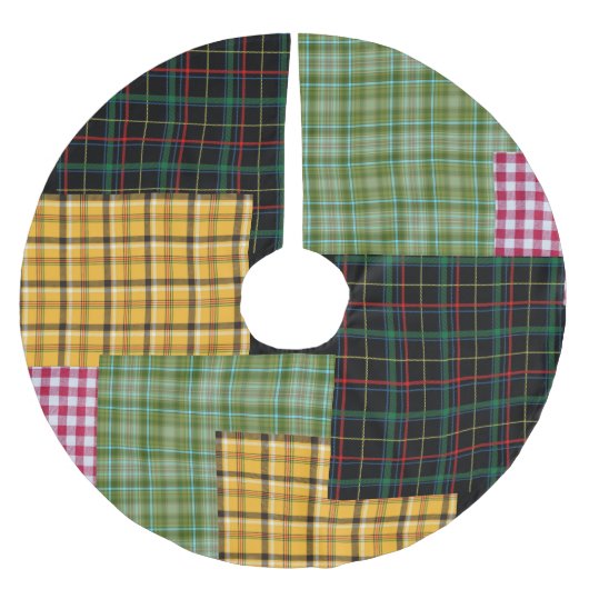 Jupon De Sapin En Polyester Brossé Patchwork Plaid Holiday Tree Skirt (Devant)