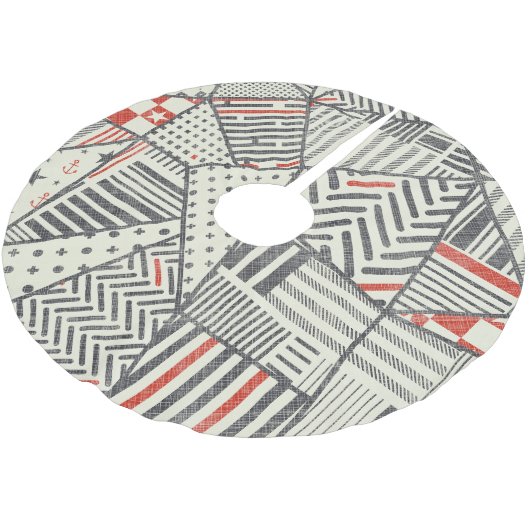 Jupon De Sapin En Polyester Brossé Patchwork rétro : Conception géométrique Abstraite (Angle)