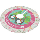 Jupon De Sapin En Polyester Brossé Patinage Pingouins Et Arbres De Noël Jupe Arbre (Angle)