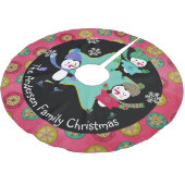 Jupon De Sapin En Polyester Brossé Patinage Pingouins Jupe de vacances personnalisée (Angle)