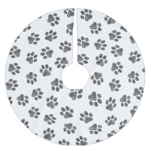Jupon De Sapin En Polyester Brossé Patrouilles de Doodle, Paws de Chien, Paws Noirs