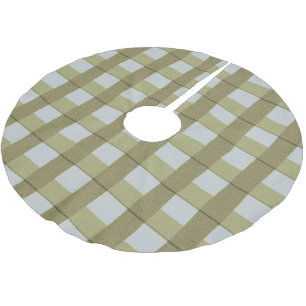 Jupon De Sapin En Polyester Brossé Pays Faux Burlap Plaid Jupe de Noël bleu