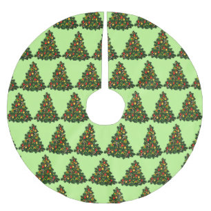 Jupon De Sapin En Polyester Brossé Pays Motif d'arbre de Noël vert