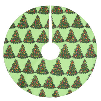 Jupon De Sapin En Polyester Brossé Pays Motif d'arbre de Noël vert