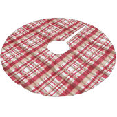 Jupon De Sapin En Polyester Brossé Pays Noël rouge blanc beige tates plaid (Angle)