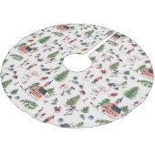 Jupon De Sapin En Polyester Brossé Paysage de ski d'hiver imprimé (Angle)