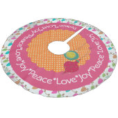 Jupon De Sapin En Polyester Brossé Peace Love Joy Lumières Jumelées (Angle)