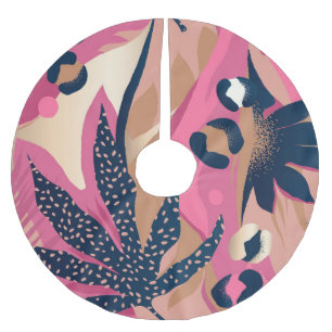 Jupon De Sapin En Polyester Brossé Peau Léopard Moderne, Flore Exotique.