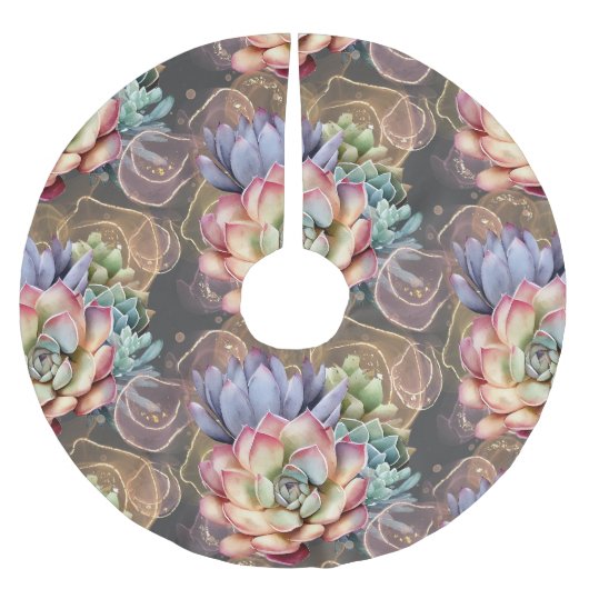 Jupon De Sapin En Polyester Brossé Pêche et Grey Succulents (Devant)