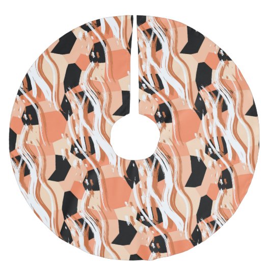 Jupon De Sapin En Polyester Brossé Pêcher noir blanc Motif Abstrait. (Devant)