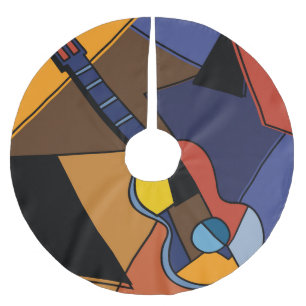 Jupon De Sapin En Polyester Brossé Peinture de surréalisme de guitare cubiste.