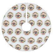 Jupon De Sapin En Polyester Brossé Pekingese Christmas Wreath Festive Pup (Devant)