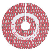 Jupon De Sapin En Polyester Brossé Penguin Noël Nom de famille et Snowflakes (Devant)