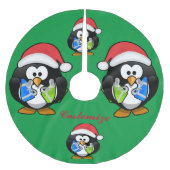 Jupon De Sapin En Polyester Brossé Penguin Père Noël Thunder_Cove (Devant)