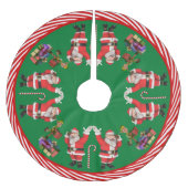 Jupon De Sapin En Polyester Brossé Père Noël et elfes (Devant)